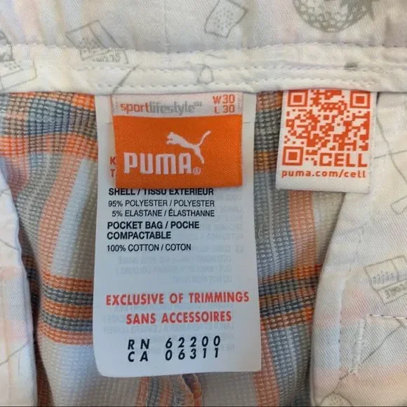Puma White, Orange & Brown Plaid Straight Leg Golf Pants - Picture 5 of 10
